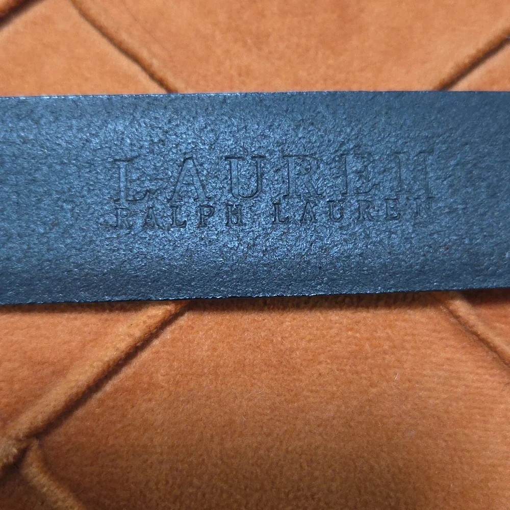 Ralph Lauren Belt Black Solid Buckle Leather Men's Size 38 Embossed NEW